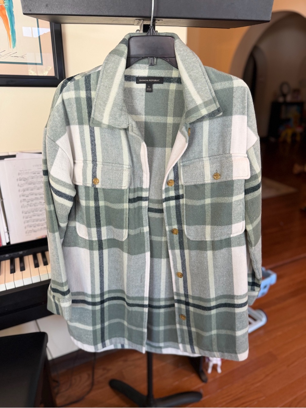 Banana Republic Green Plaid Shacket size small